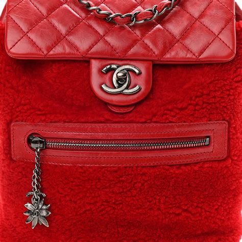 chanel 2015 red shearling backpack|Chanel backpack ioffer.